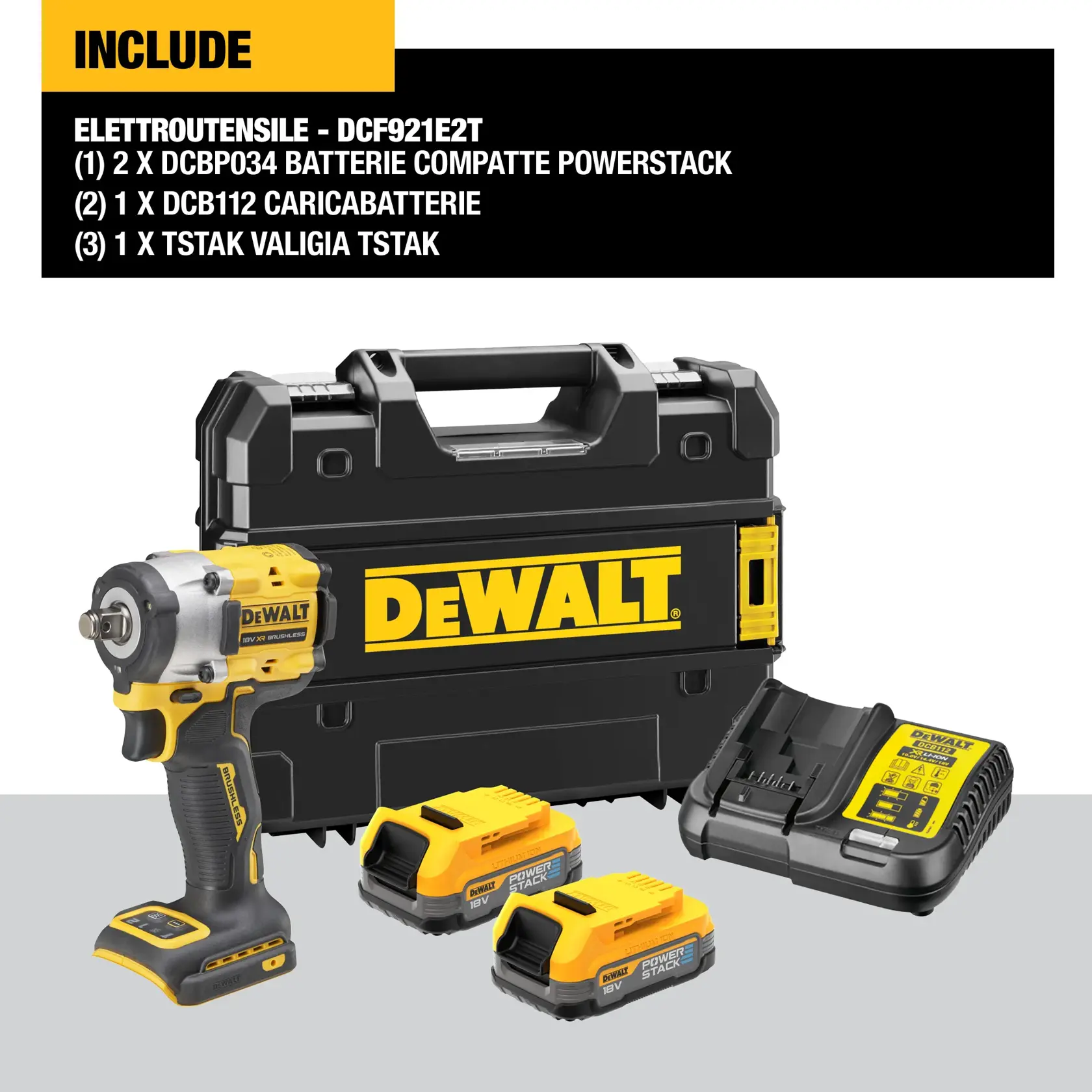 AVVITATORE IMPULSI COMPATTO 1/2" BRUSHLESS XR 18V POWERSTACK