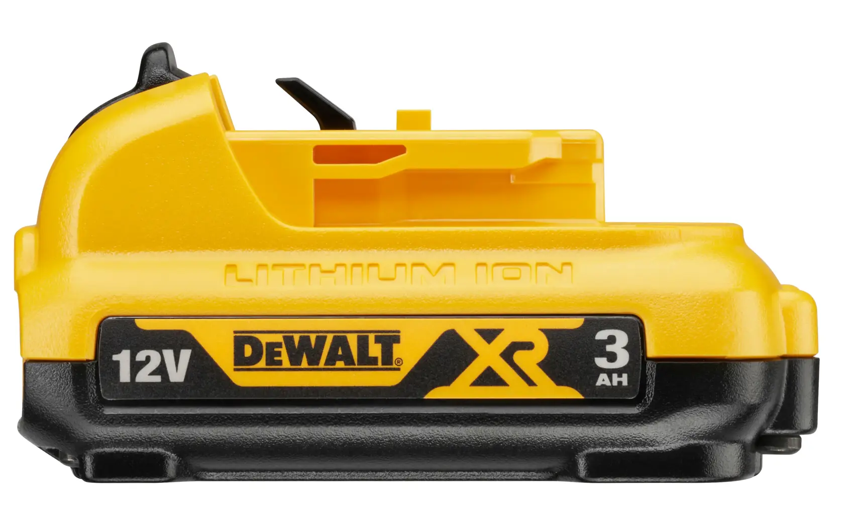 Logo DEWALT centrato su sfondo bianco.