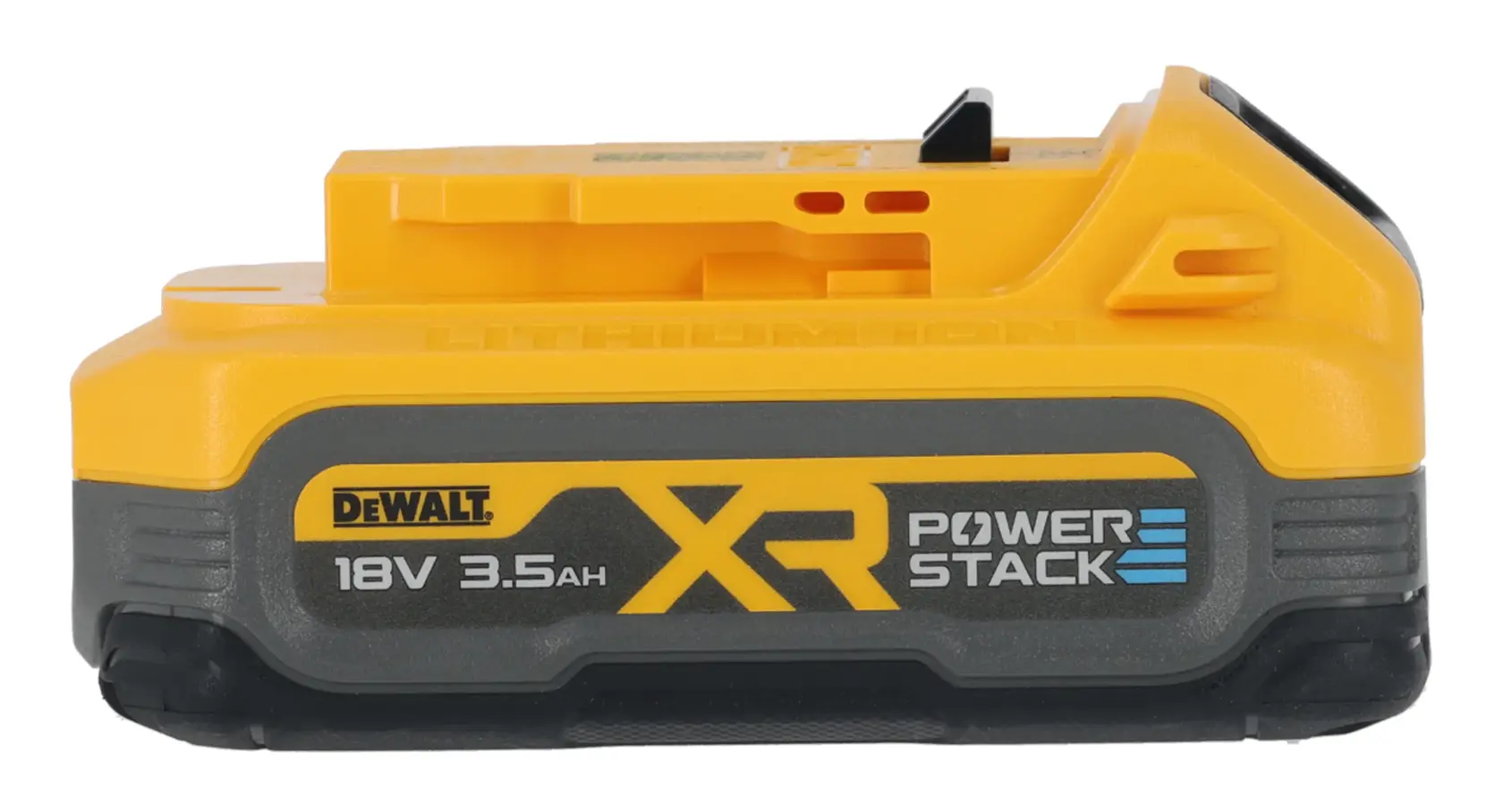 Batería DEWALT XR Powerstack 18V 3.5Ah de ion de litio para herramientas, diseño amarillo y negro.