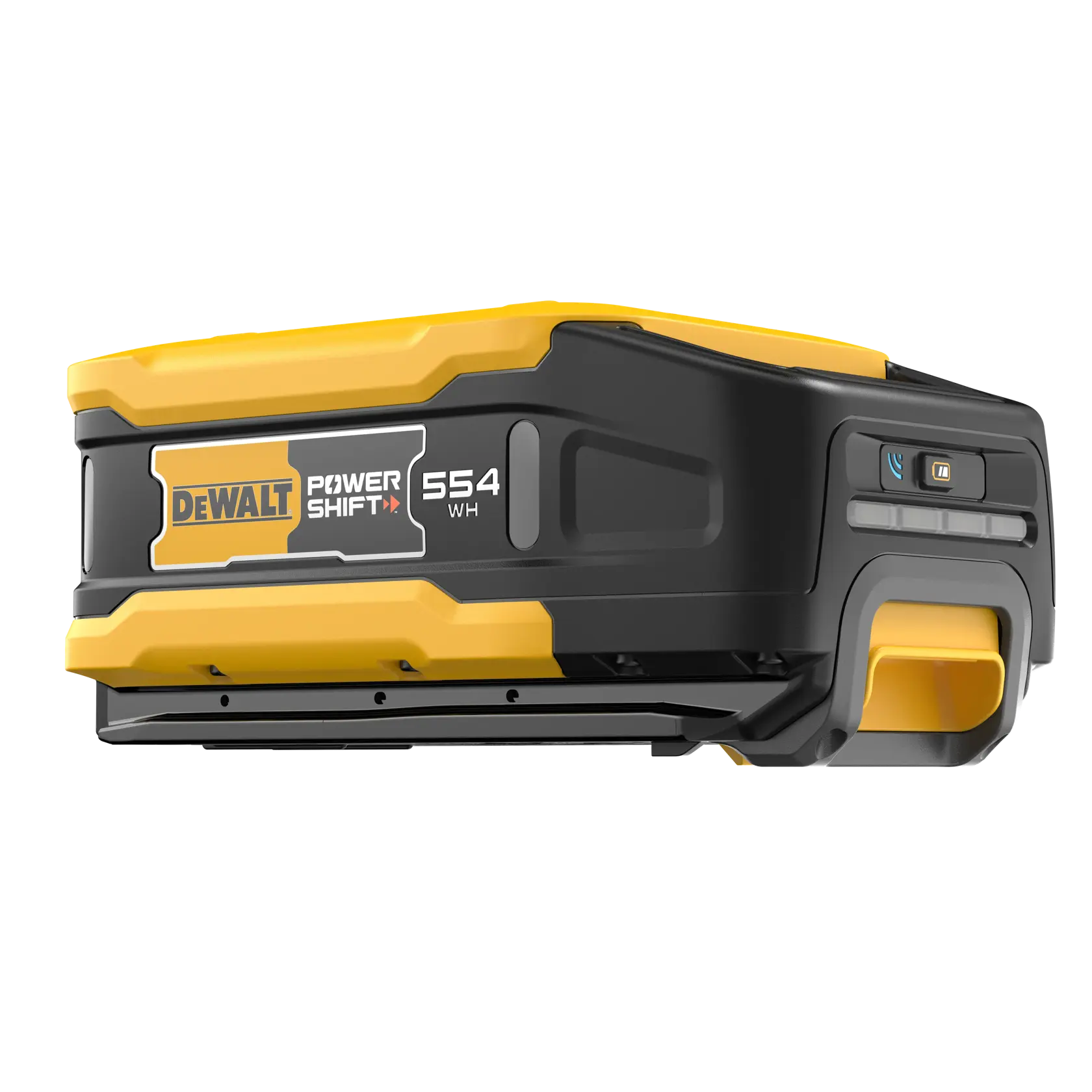 Logo DEWALT centrato su sfondo bianco.