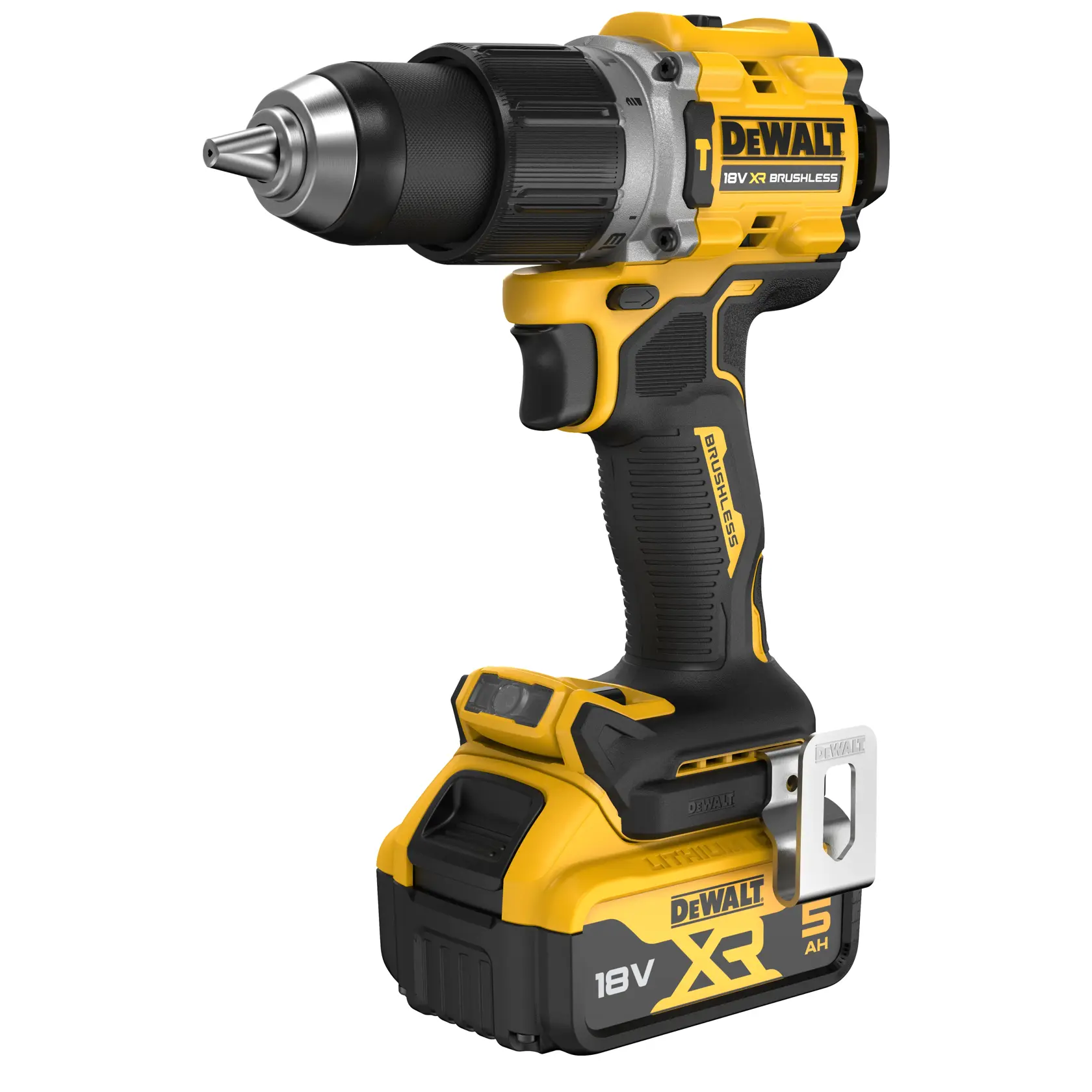 Trapano avvitatore DEWALT 18V brushless giallo e nero con batteria XR.