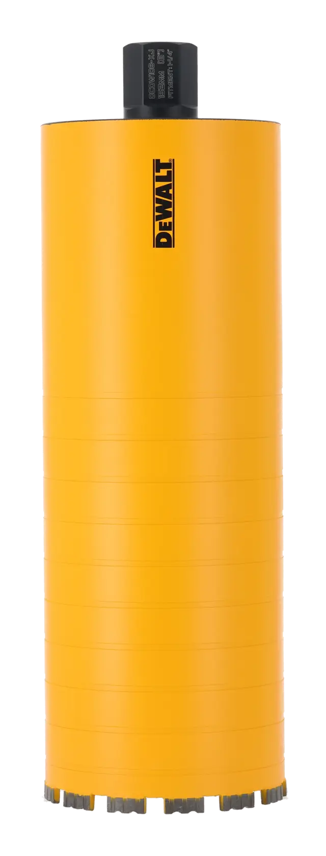 Punta per carotaggio DEWALT gialla con connettore nero, per forare cemento.