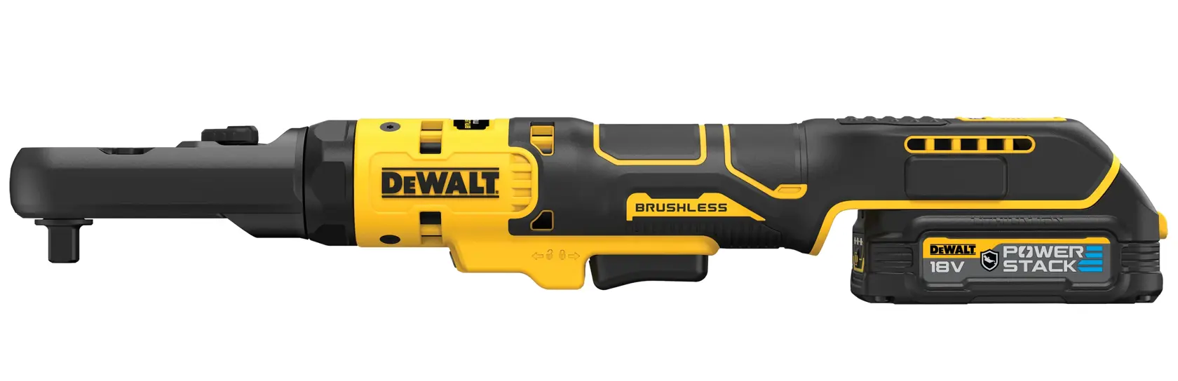 Cricchetto attacco quadro Maschio 1/2" + 3/8", motore brushless, testa sigillata, Coppia max 102 Nm - 2 XR 18V Powerstack compatta Serie "G"