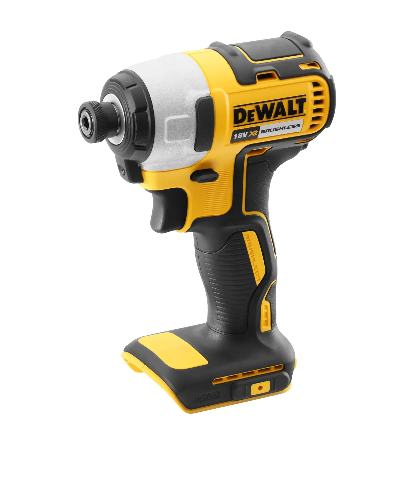 Logo DEWALT centrato su sfondo bianco.