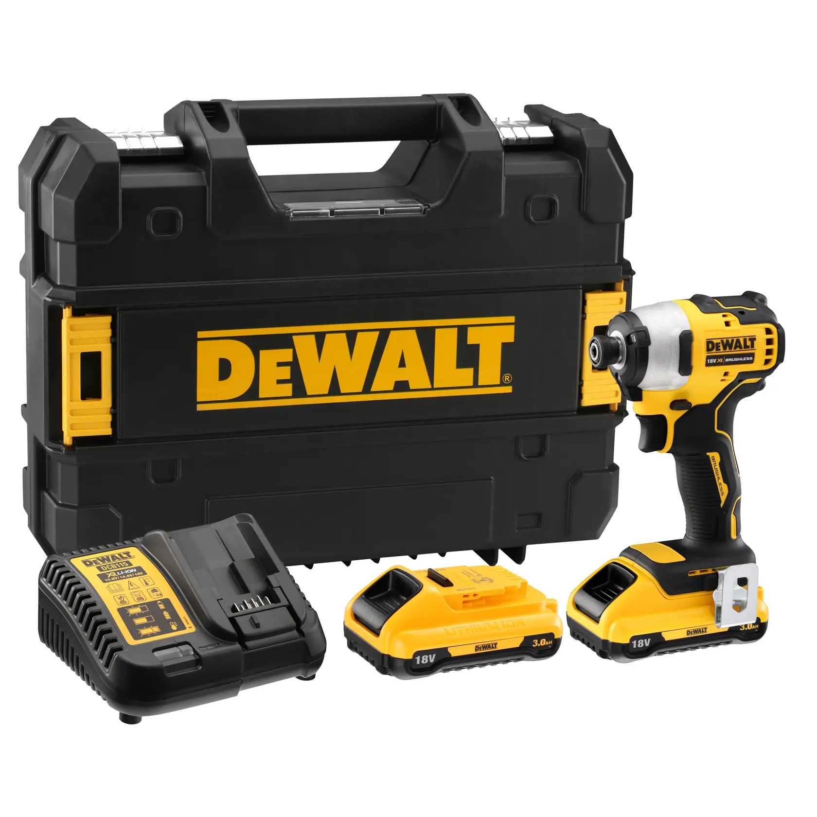 Avvitatore a impulsi DEWALT DCF809L2T 18V, senza fili, giallo e nero, batteria 3.0Ah.
