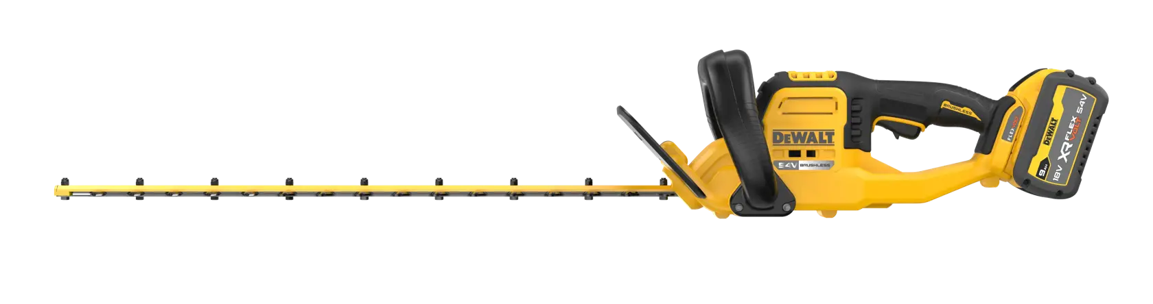 Tagliasiepi lama 65cm XR Flexvolt 54V, motore BRUSHLESS, lame a doppia azione da 65cm, passo lama 31mm. 1 batteria Flex Volt 9Ah, caricabatterie