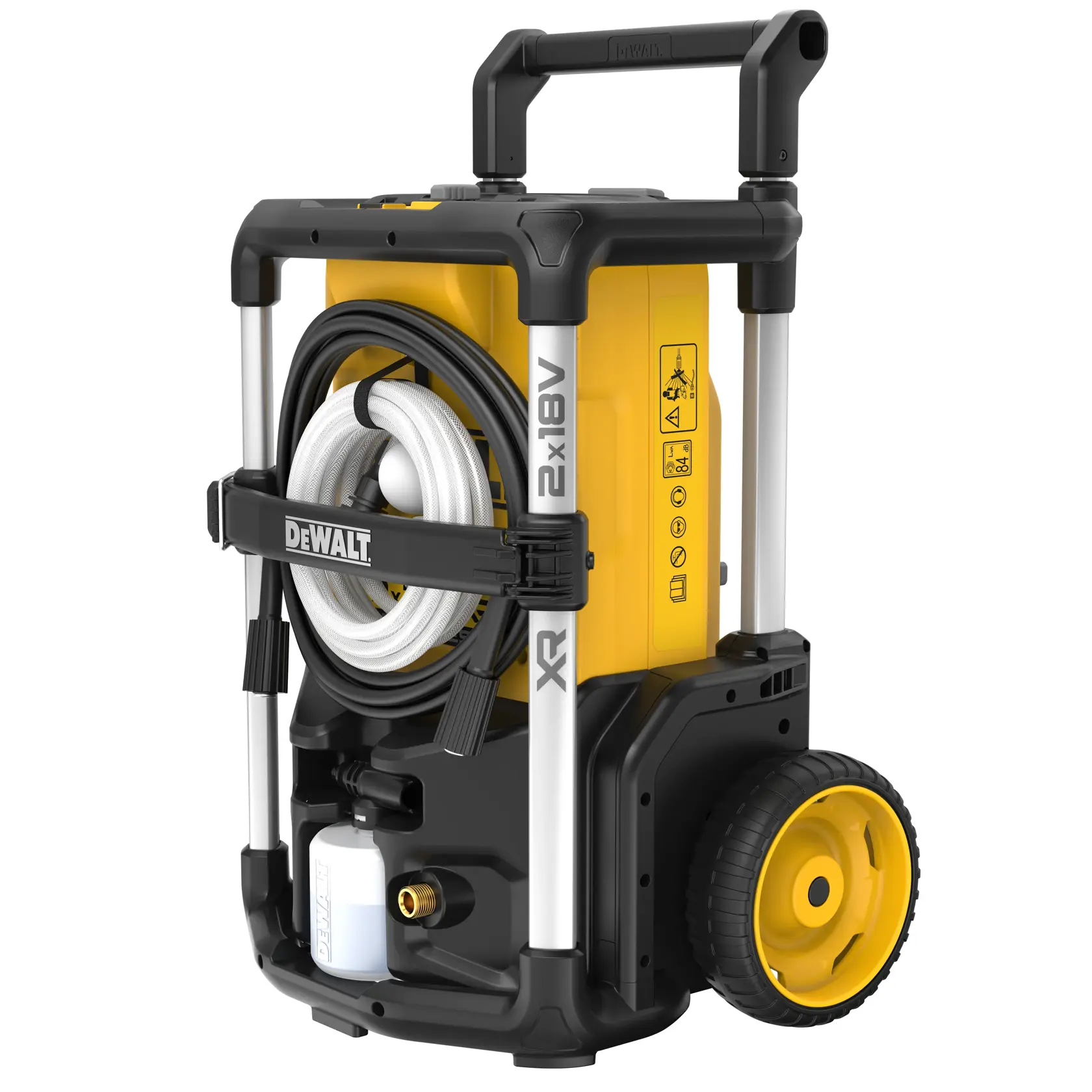 Idro-pulitrice 2x18V - unità senza batteria e caricabatterie - Motore BRUSHLESS 2x18V, 3 velocità 70-85-110 bar, 273LPH, - solo corpo macchina