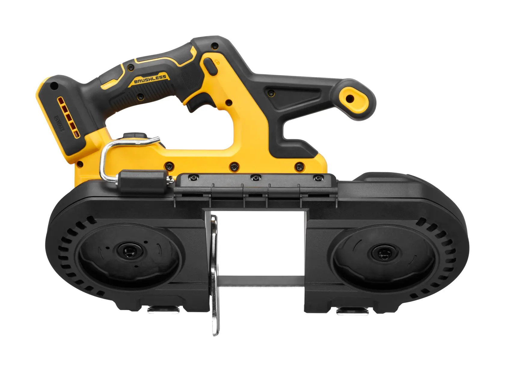 Sega a nastro per metalli compatta 18V Motore BRUSHLESS. 5 selezioni di velocità, con scatola di cartone senza batterie e caricabatterie.