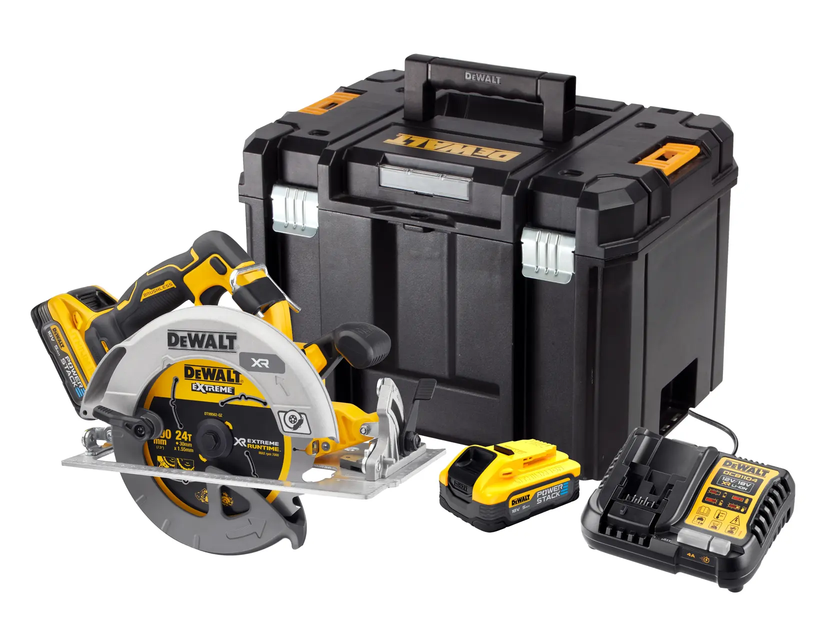 Sega Circolare 18V Motore BRUSHLESS. 5500 giri/min., Ø lama/foro 190/30 mm, inclinazione testa 57°, Max profondità di taglio 90°/45° pari a 67/45 mm