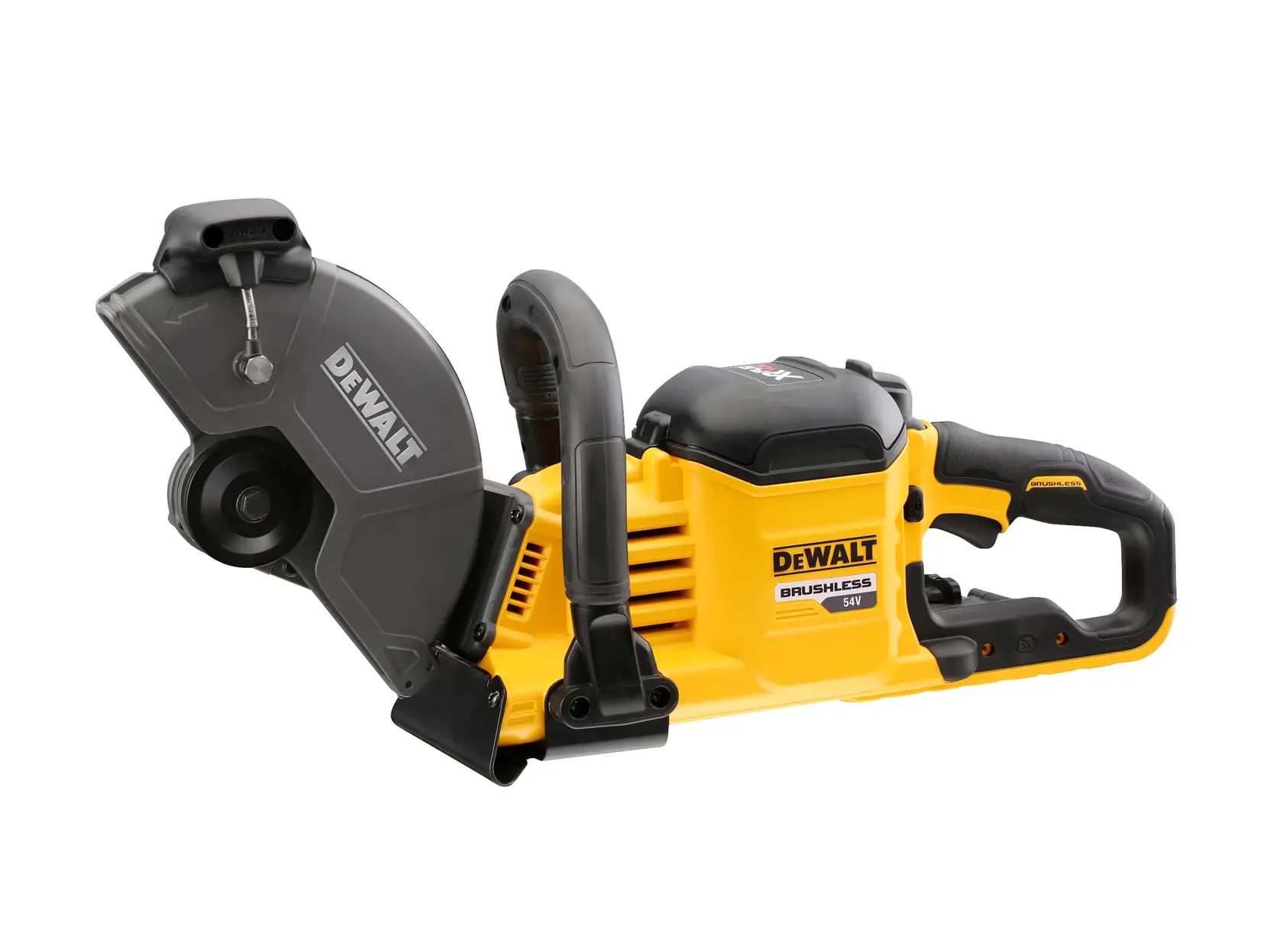 Logo DEWALT centrato su sfondo bianco.