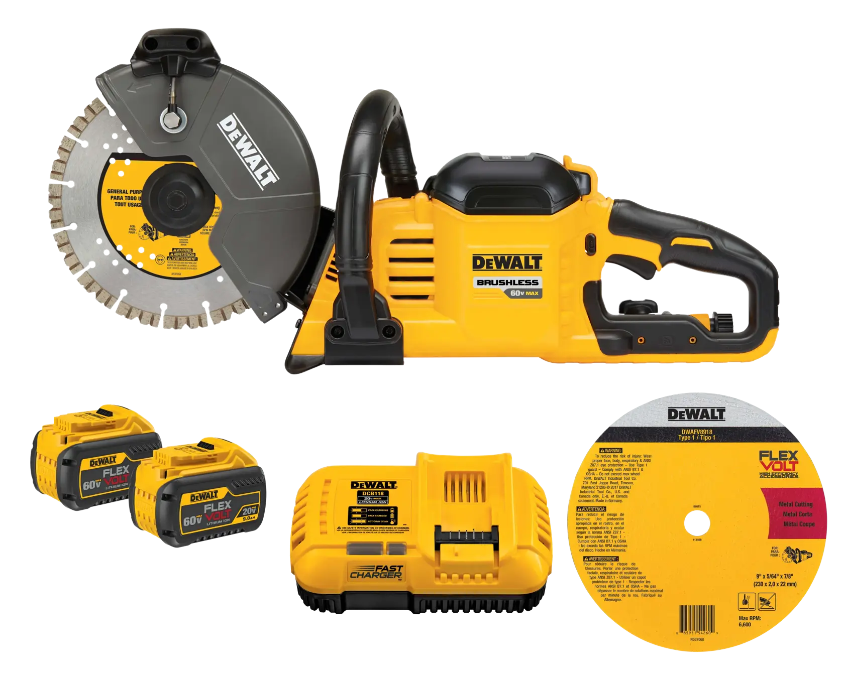 Logo DEWALT centrato su sfondo bianco.