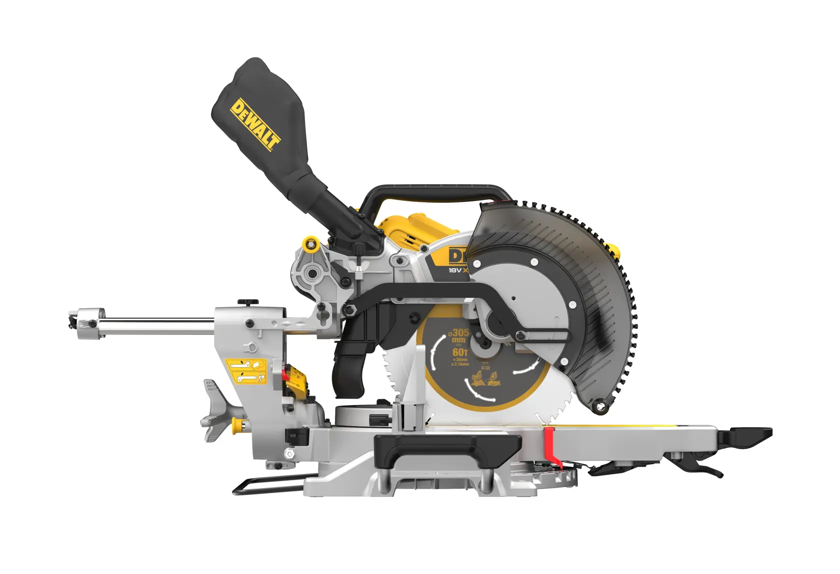 Troncatrice radiale 305 mm doppia inclinazione 18V XR FLEXVOLT + Sistema tracciatura XPS - solo corpo macchina