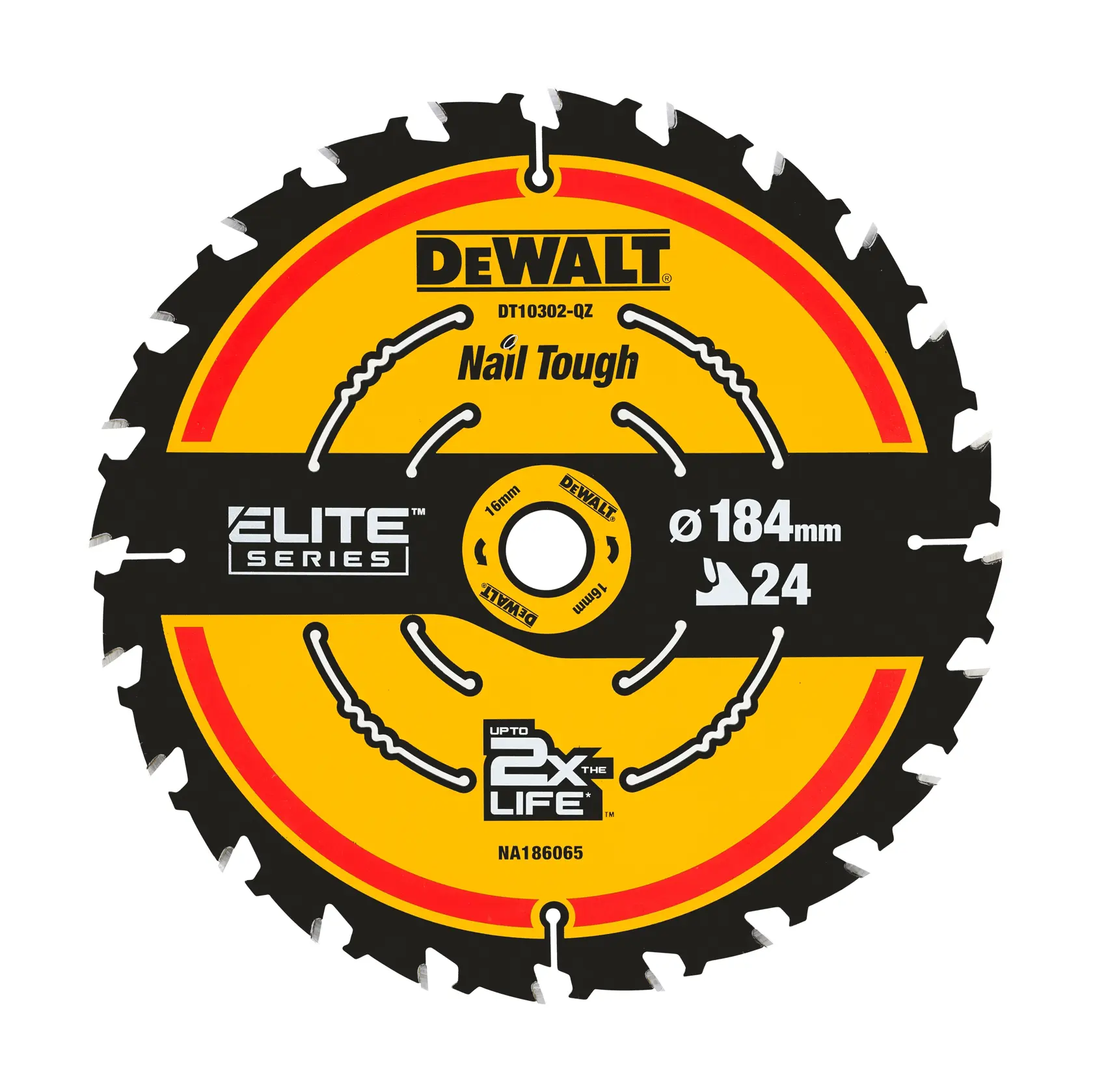 DEWALT lama DT10302-QZ, DT10302, Elite Series, Ø184mm, 24 denti, circolare, per chiodi resistenti.