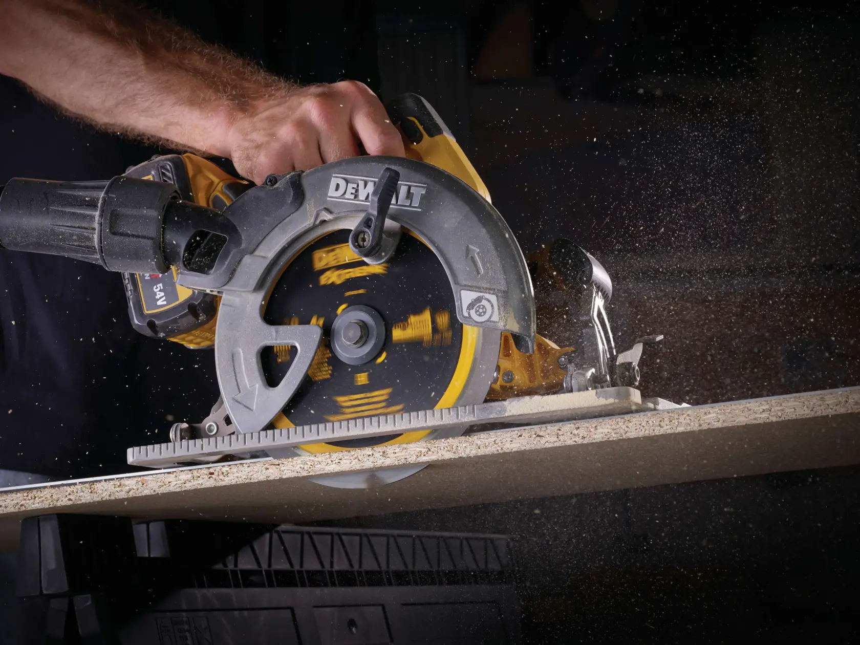 Graphic showing DEWALT XTREME Sub-Compact Series branding with the slogan 'Compact and Performance Packed' on a yellow background.