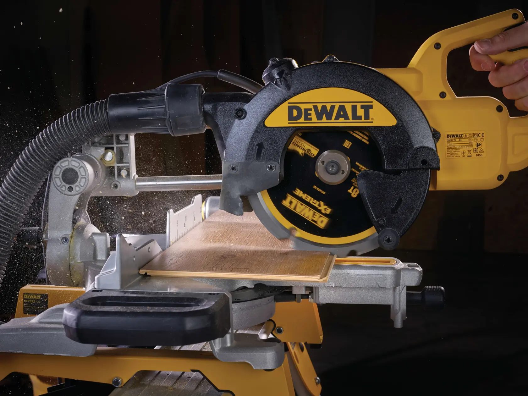 Graphic showing DEWALT XTREME Sub-Compact Series branding with the slogan 'Compact and Performance Packed' on a yellow background.