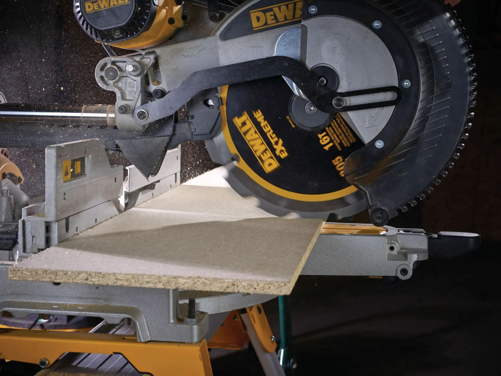 Graphic showing DEWALT XTREME Sub-Compact Series branding with the slogan 'Compact and Performance Packed' on a yellow background.