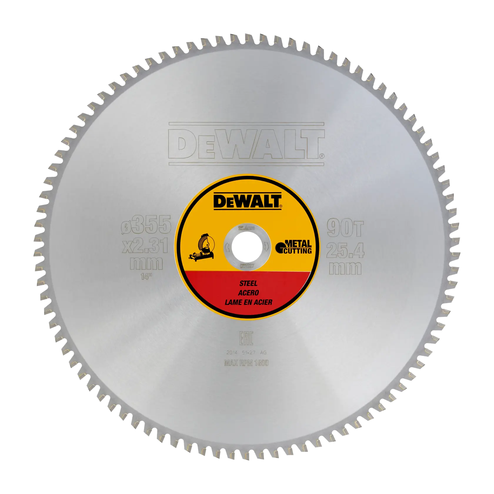 Logo DEWALT centrato su sfondo bianco.