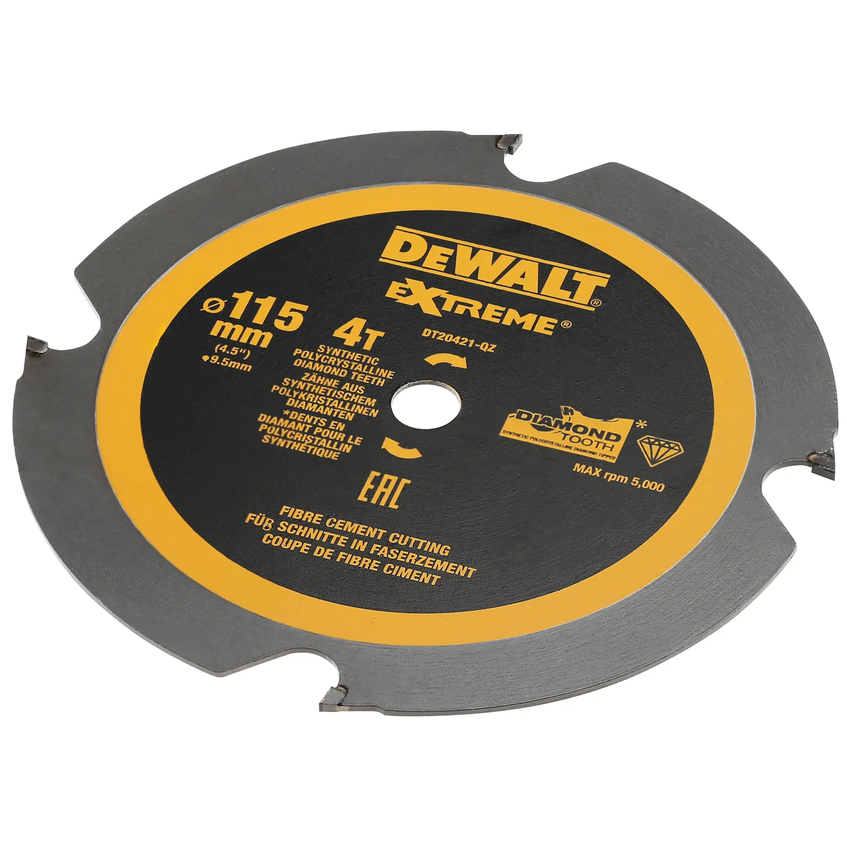 Disco DEWALT DT20421 Extreme, 115mm, denti diamantati, per taglio cemento fibroso.