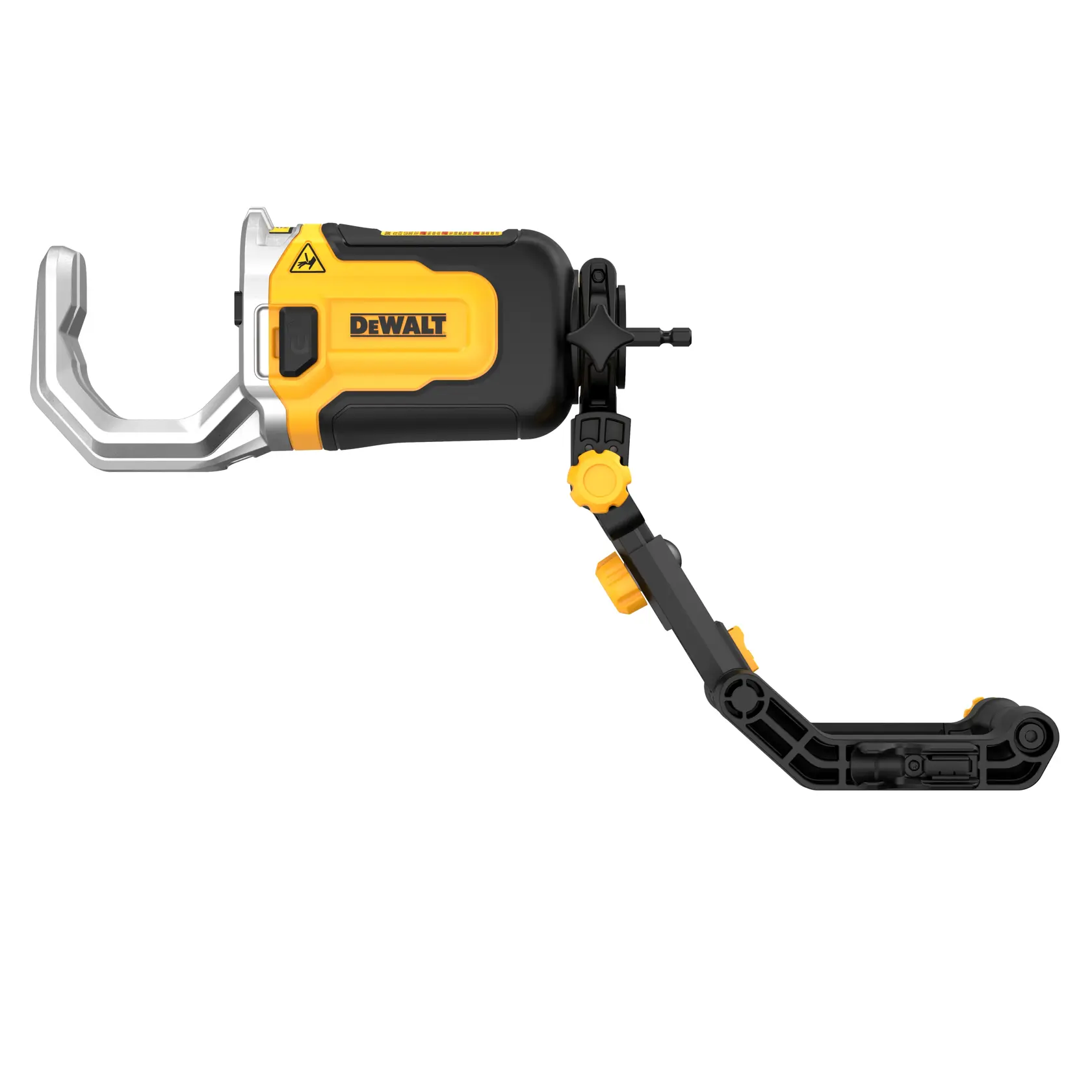 Tagliatubi regolabile DEWALT DT20560 con corpo nero e giallo e braccio estensibile, progettato per il taglio preciso dei tubi.