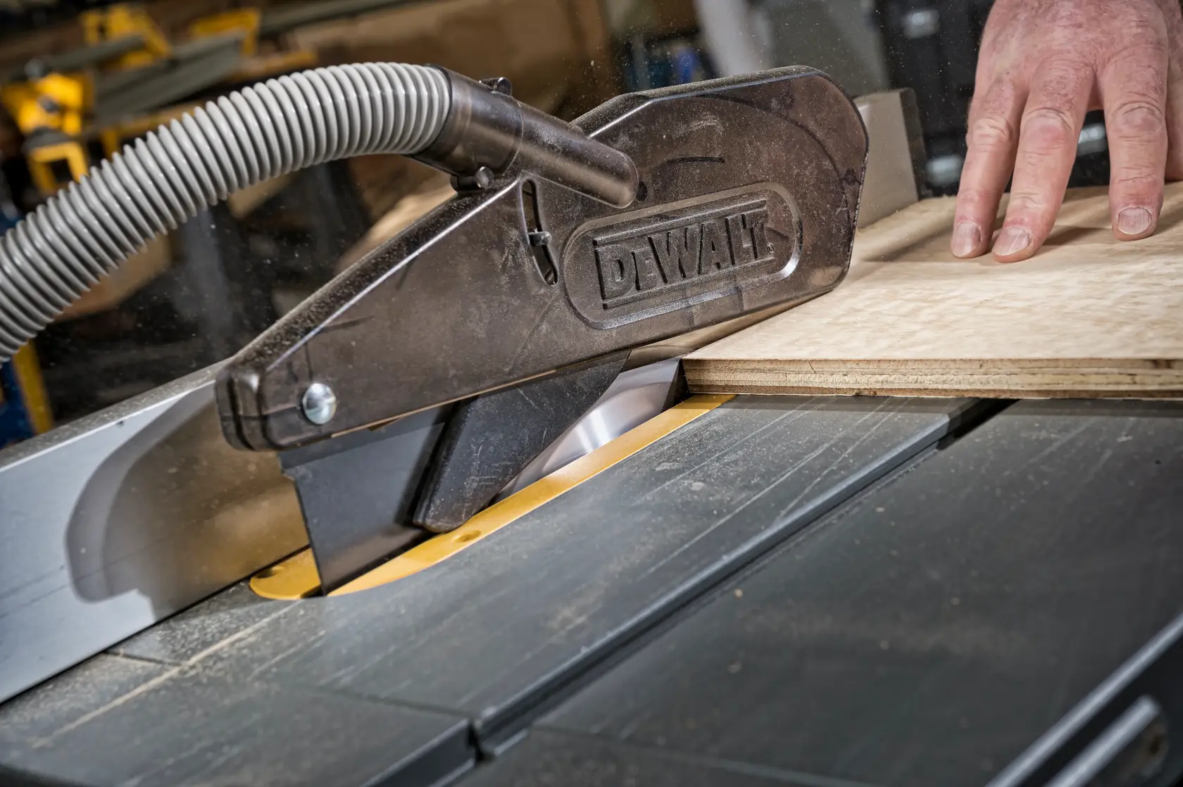 Graphic showing DEWALT XTREME Sub-Compact Series branding with the slogan 'Compact and Performance Packed' on a yellow background.