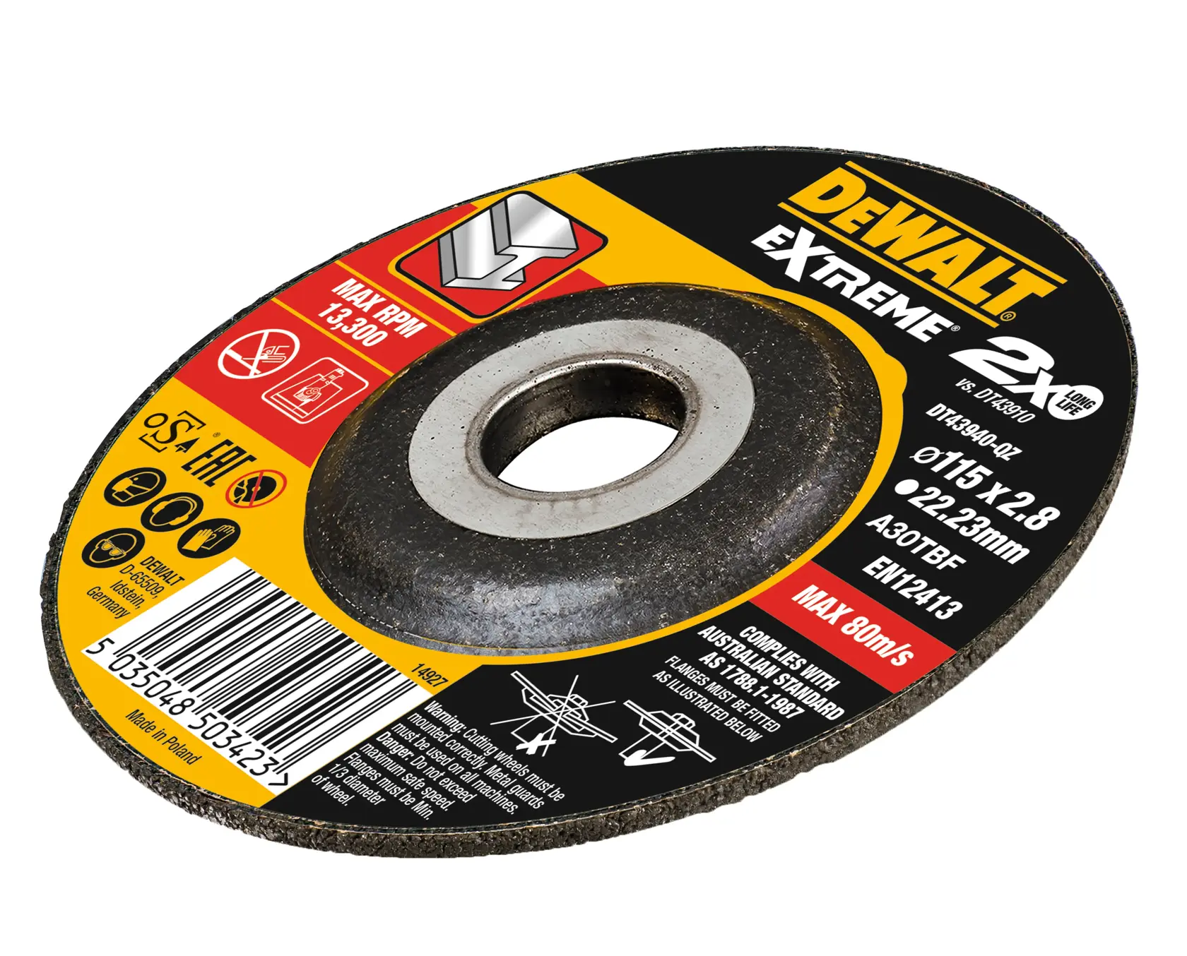 DEWALT® EXTREME® BONDED DISC CUTTING 115MM X 3,0MM X 22,23MM