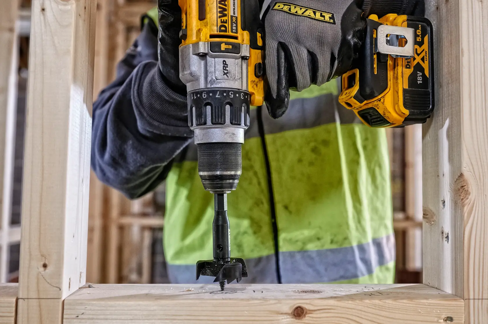 Graphic showing DEWALT XTREME Sub-Compact Series branding with the slogan 'Compact and Performance Packed' on a yellow background.