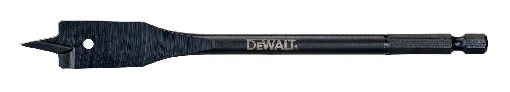 Logo DEWALT centrato su sfondo bianco.