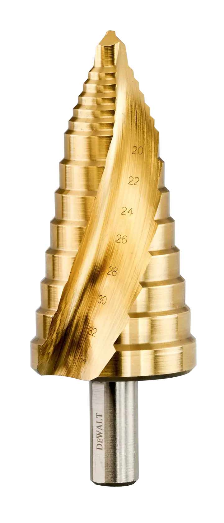 Logo DEWALT centrato su sfondo bianco.