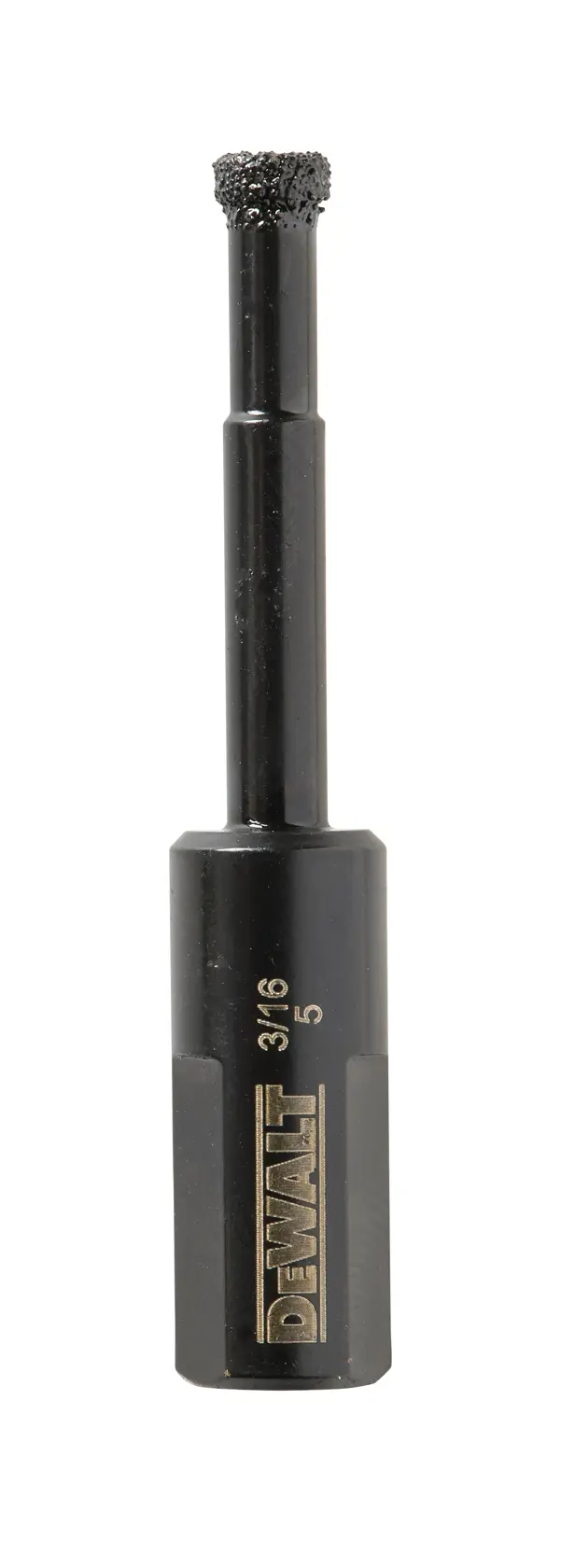 Immagine ravvicinata di una punta da trapano in metallo DEWALT DT6037-QZ con corpo cilindrico e punta scanalata.
