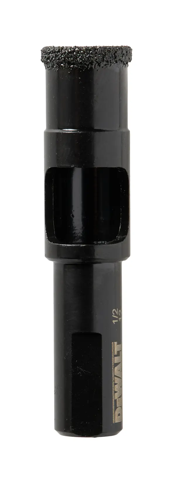 Accessorio per sega a tazza DEWALT DT6042 nero con bordo abrasivo per materiali duri.