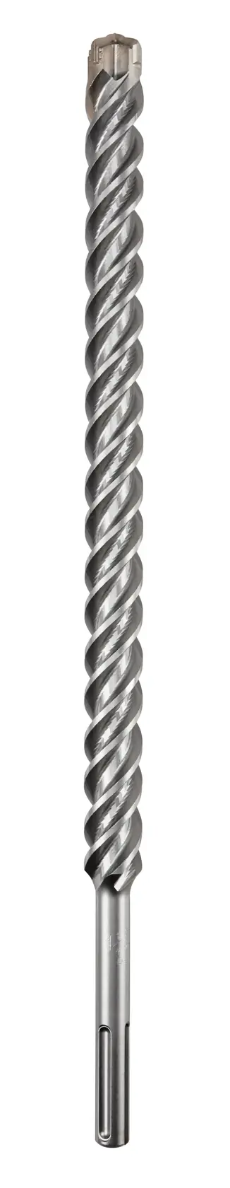 Una punta DEWALT per calcestruzzo, a spirale, mostrata verticale su sfondo bianco.