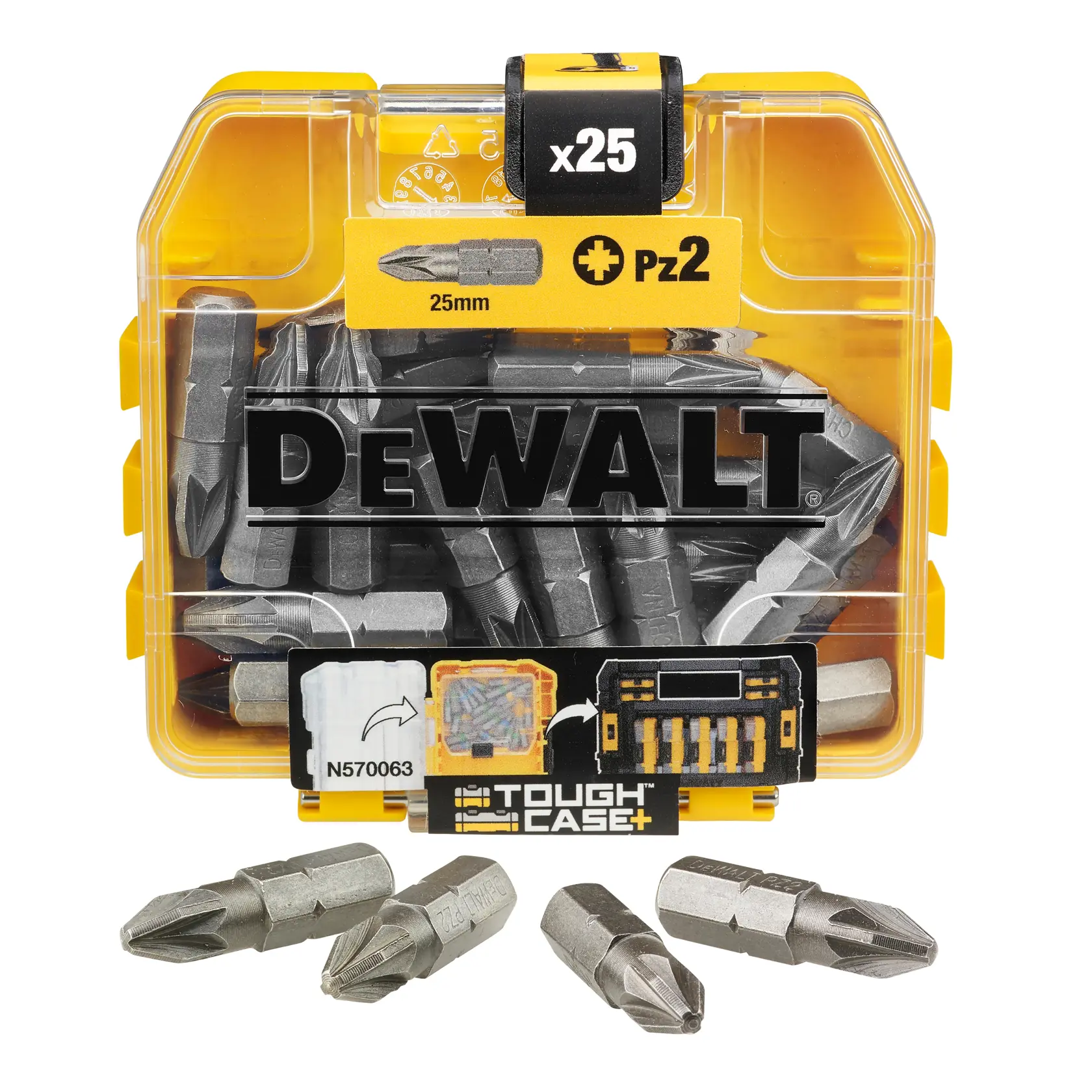 Set DEWALT® 25mm ad alte prestazioni in small bulk storage TOUGHCASE®+ (25 pezzi)