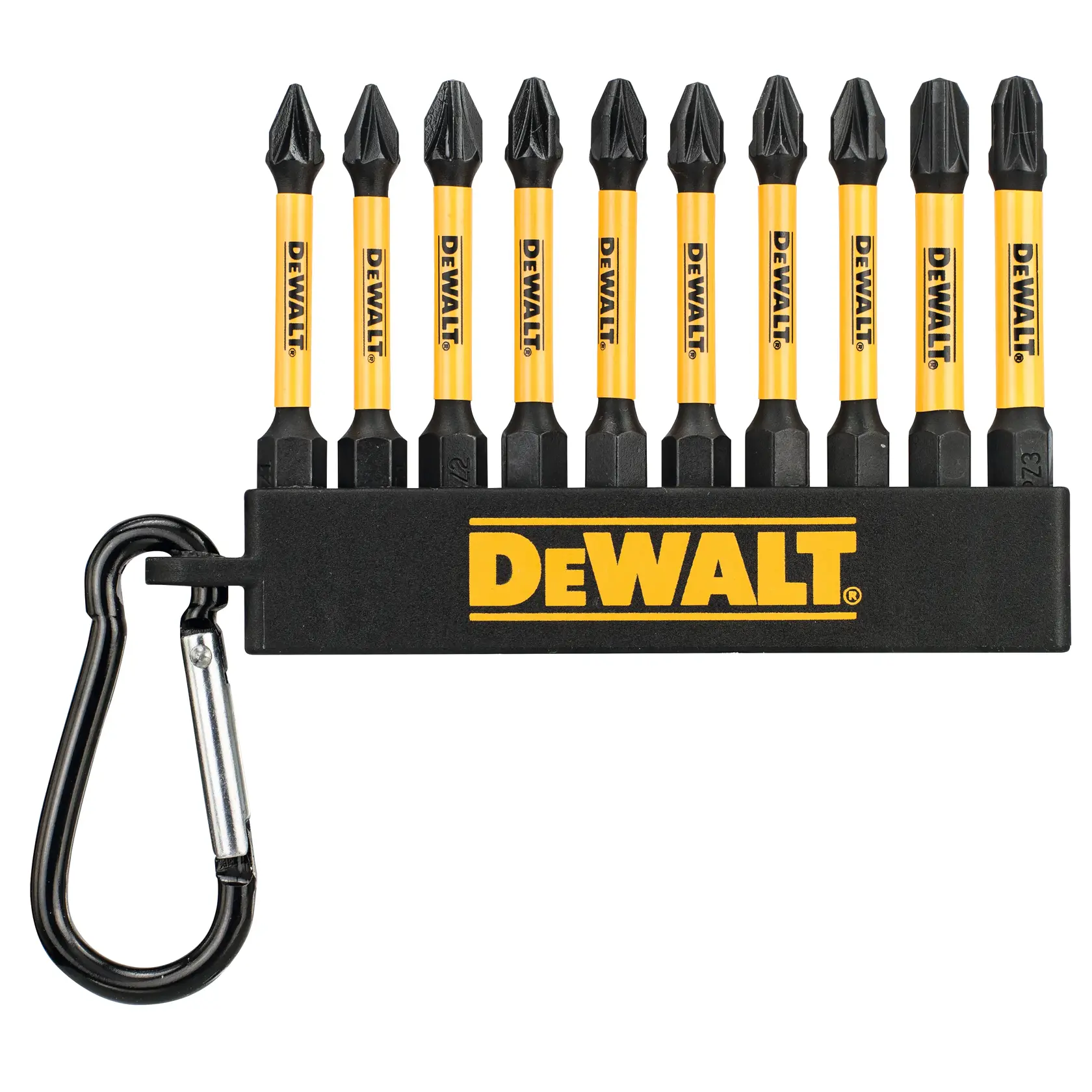 DEWALT DT7276 set di nove inserti per avvitatori con supporto e moschettone.