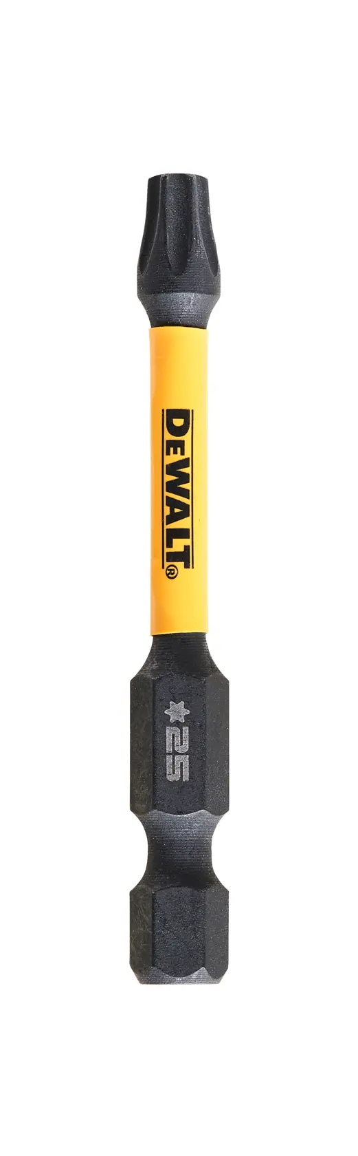 Punta per cacciavite DEWALT DT7396T gialla e nera su sfondo bianco.