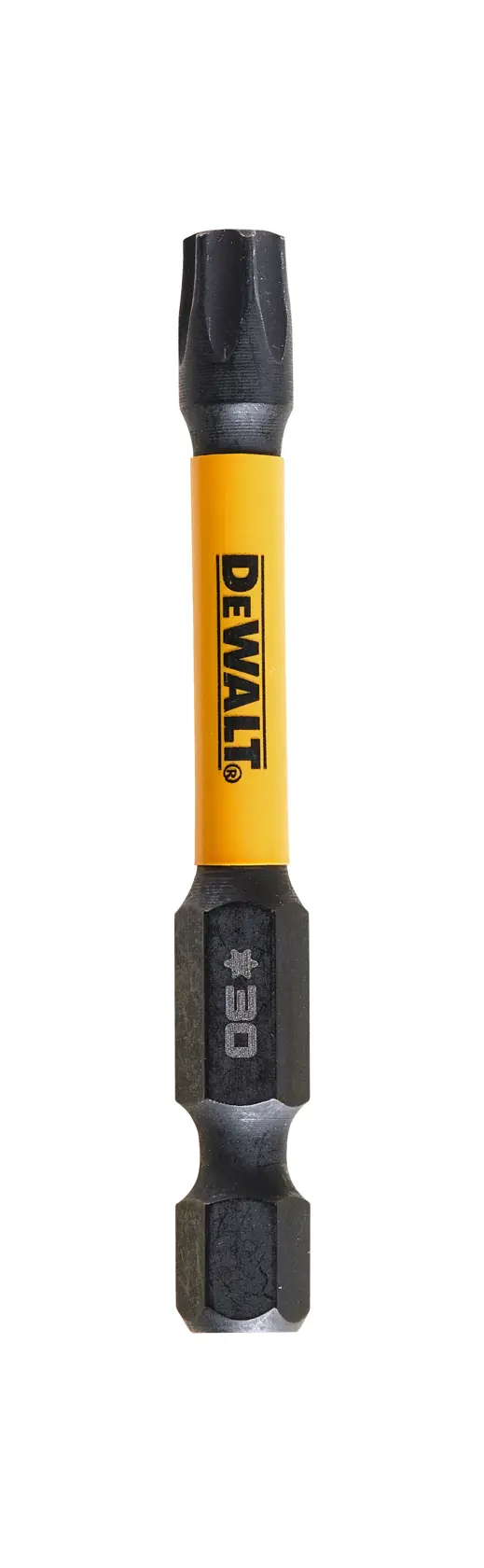 Logo DEWALT centrato su sfondo bianco.