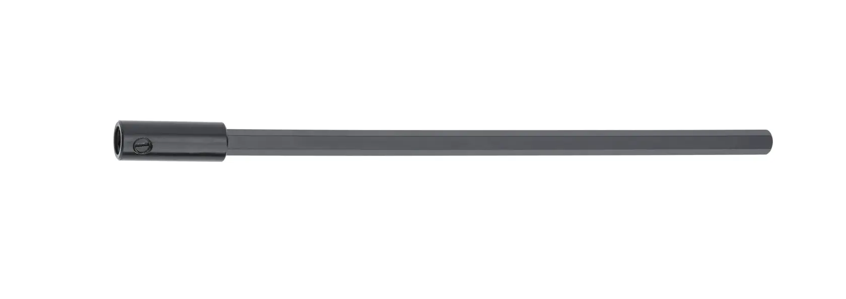 Lunga asta nera in metallo con connettore, progettata per strumenti e accessori DEWALT.