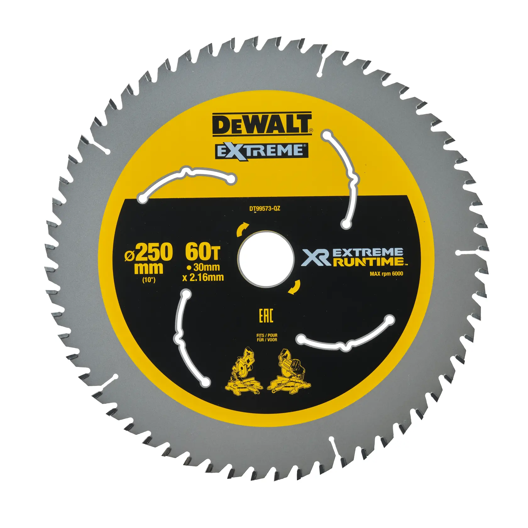 Logo DEWALT centrato su sfondo bianco.