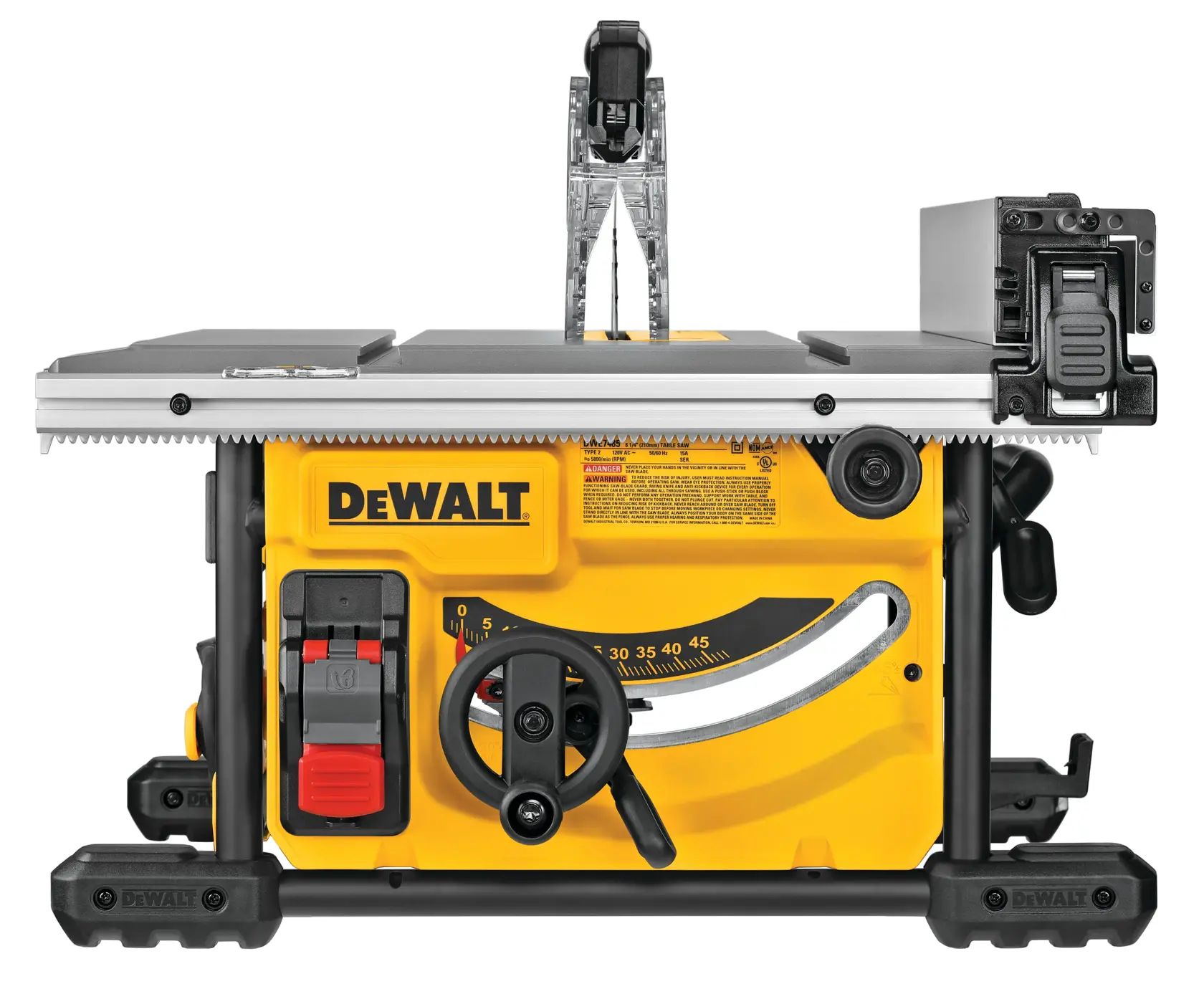 Logo DEWALT centrato su sfondo bianco.