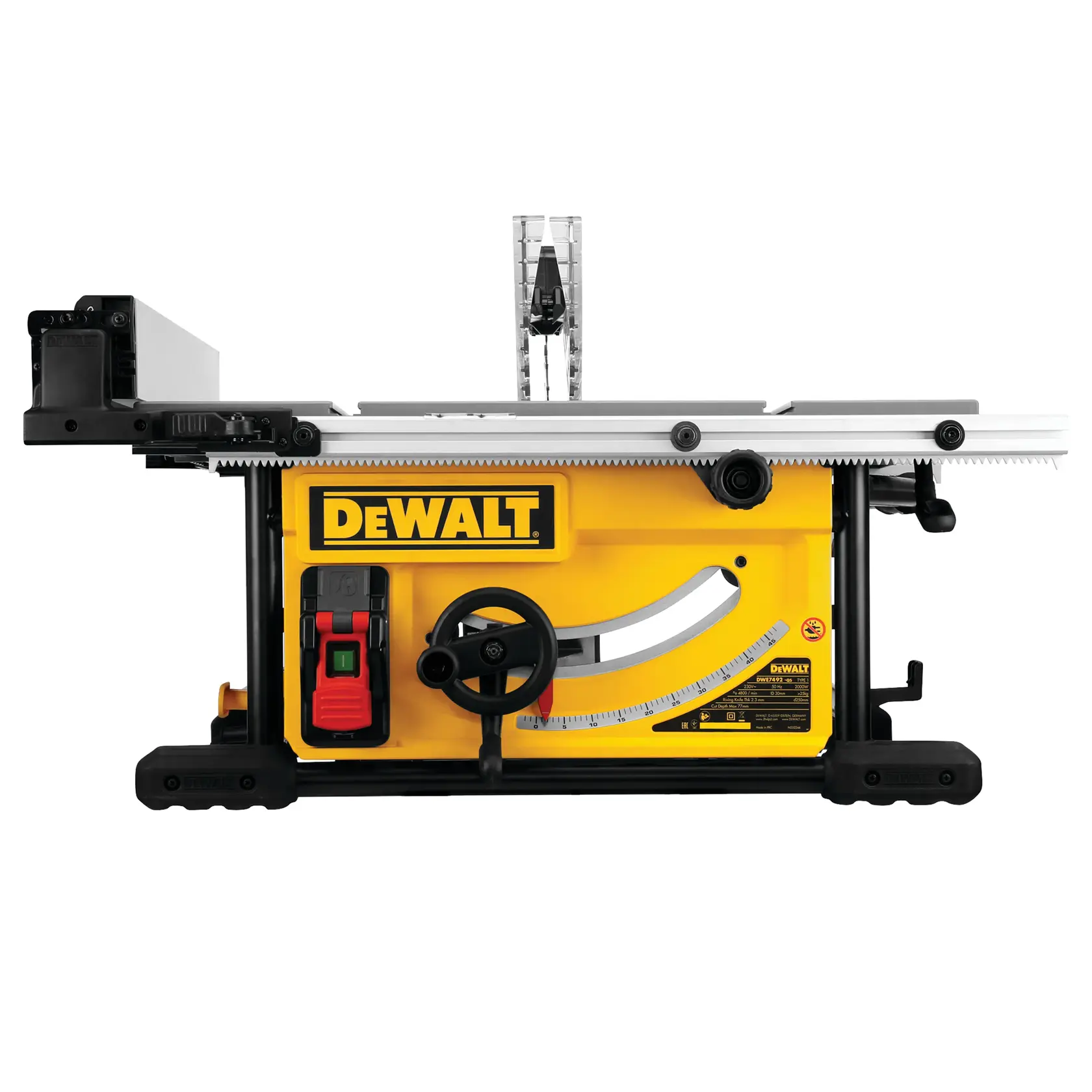 Logo DEWALT centrato su sfondo bianco.