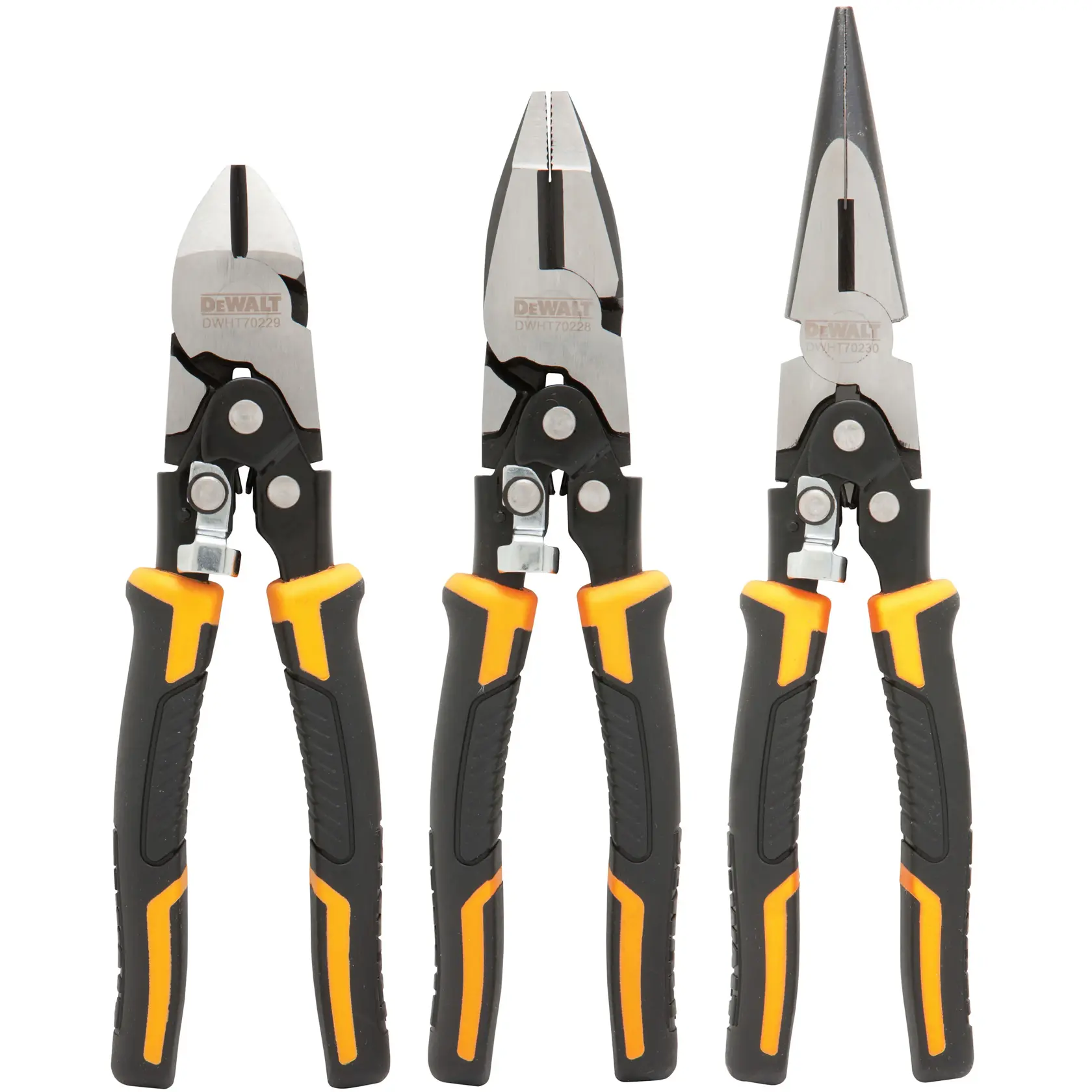 Logo DEWALT centrato su sfondo bianco.