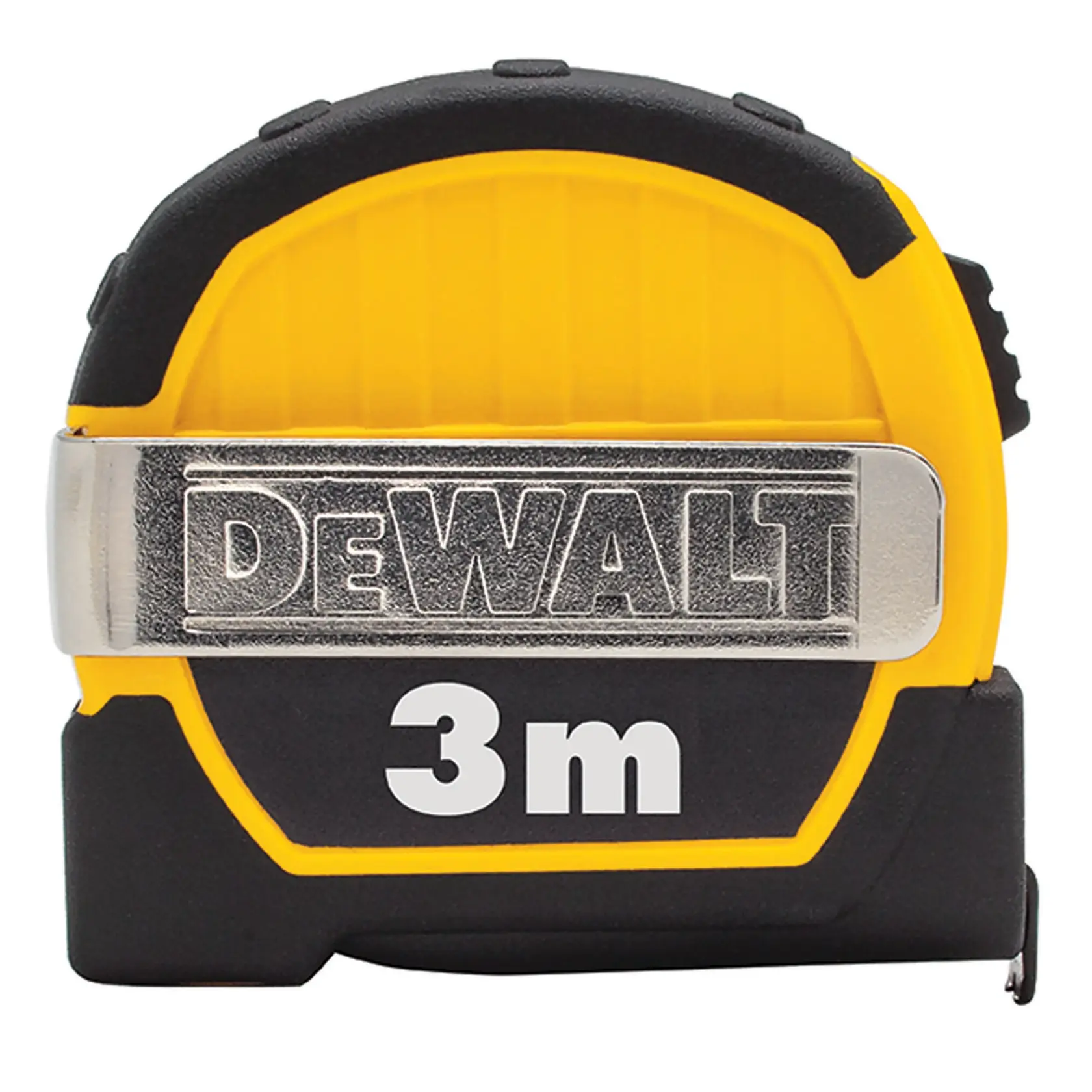 Logo DEWALT centrato su sfondo bianco.