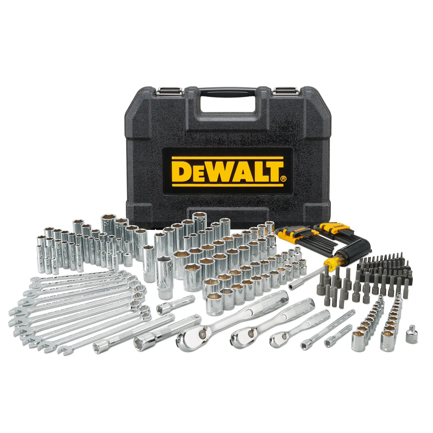 Set 205 pezzi chiavi a bussola attacco misto 1/4'', 3/8'' e 1/2'' - misure metriche e pollici