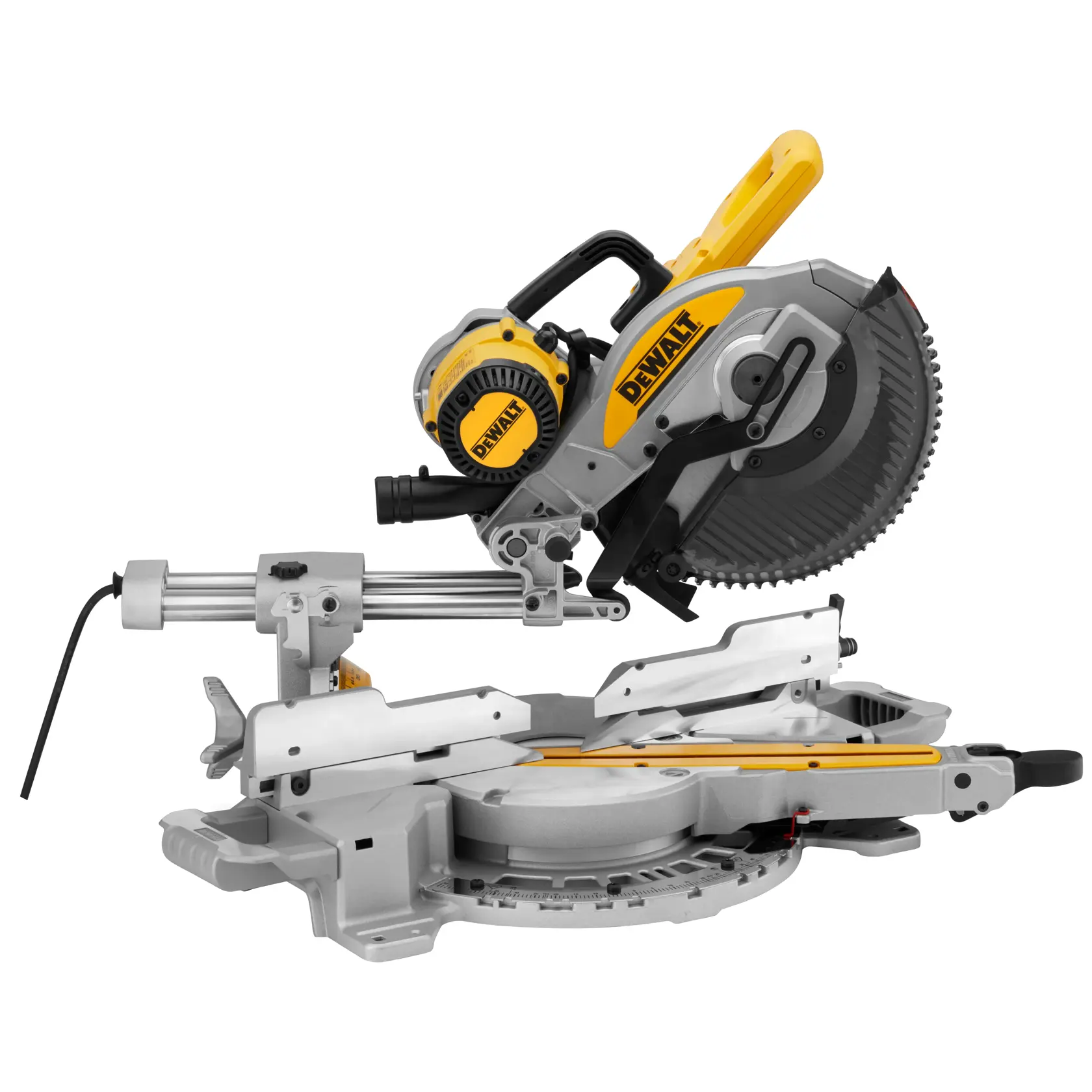Logo DEWALT centrato su sfondo bianco.