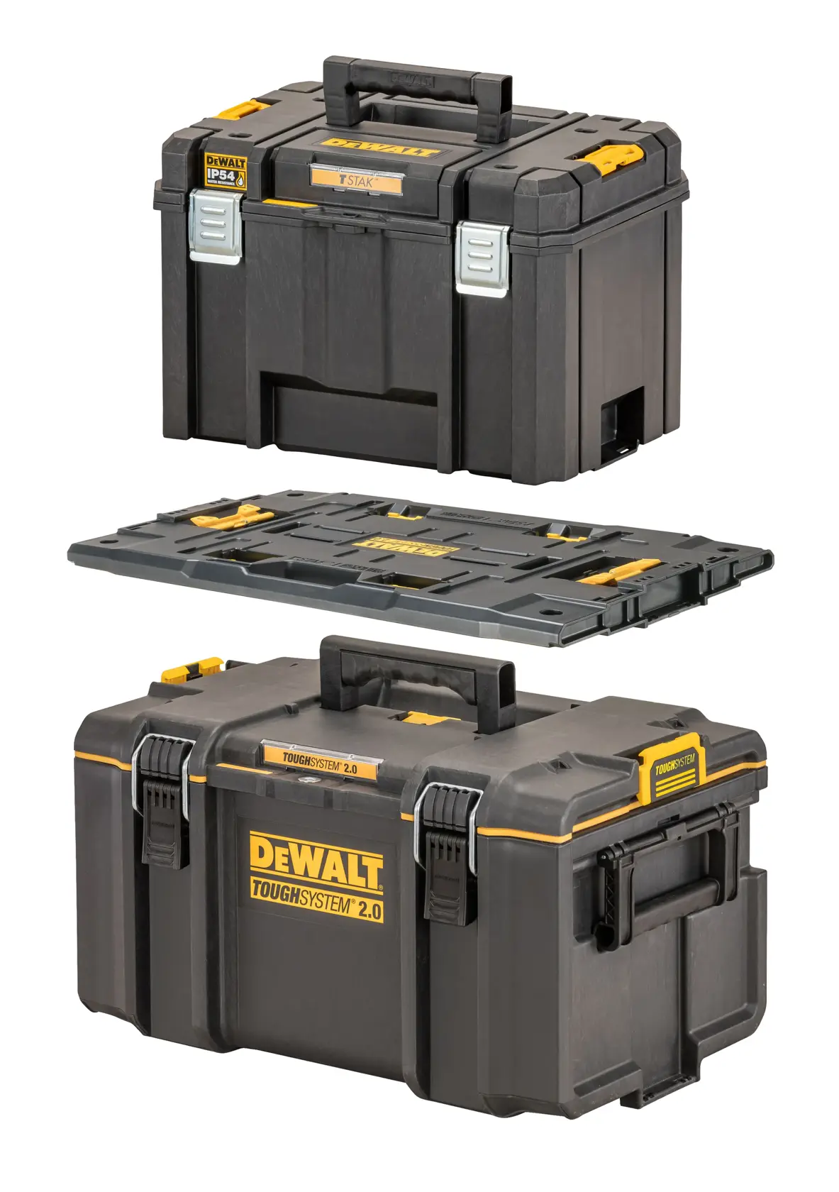 Logo DEWALT centrato su sfondo bianco.
