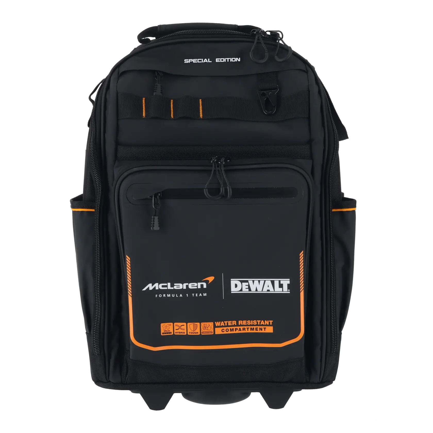 Logo DEWALT centrato su sfondo bianco.