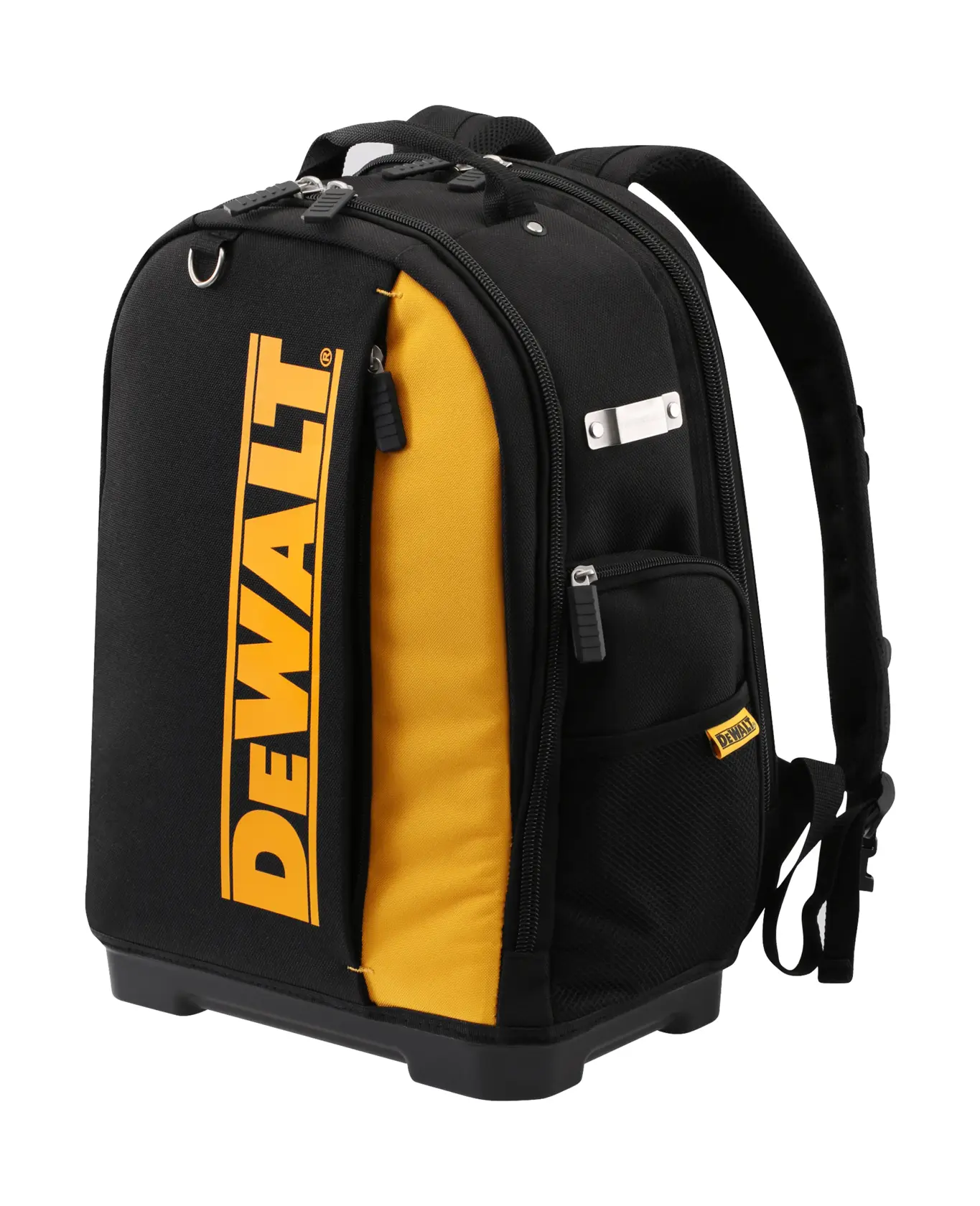 Logo DEWALT centrato su sfondo bianco.