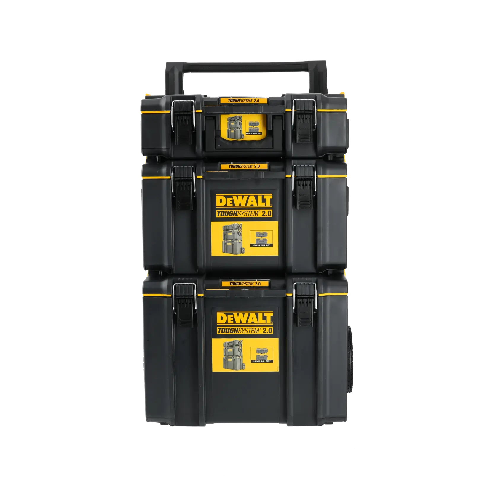 Logo DEWALT centrato su sfondo bianco.